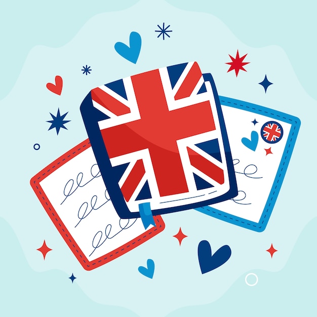 Free Vector flat design english book illustration