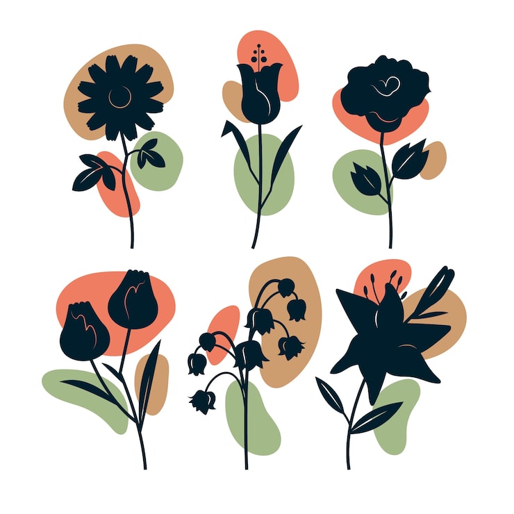 Free Vector flat design flower silhouettes