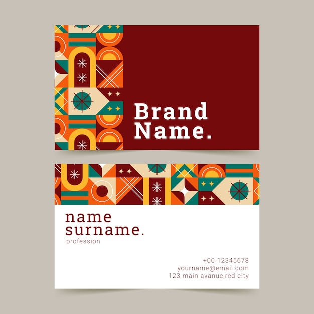 Free Vector flat design geometric pattern business card
