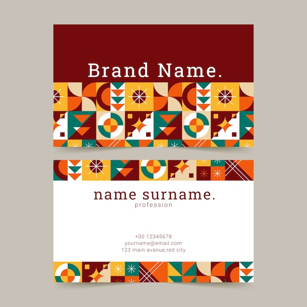Free Vector flat design geometric pattern business card