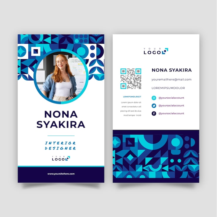 Free Vector flat design geometric pattern business card