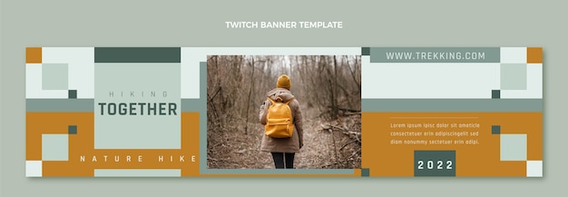 Free Vector flat design geometric trekking twitch banner