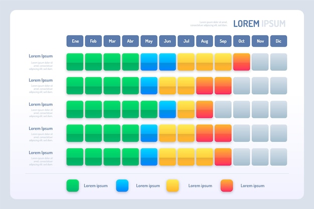 Free Vector flat design of gradient gantt chart