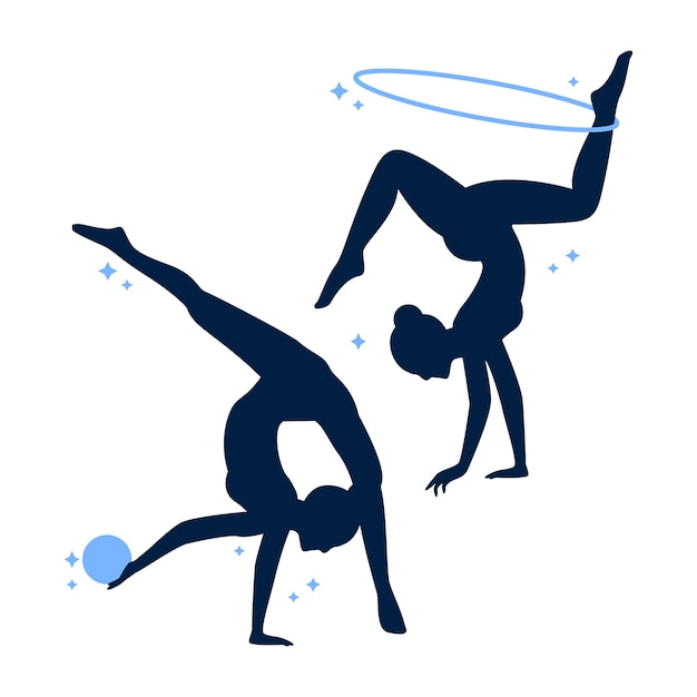 Free Vector flat design gymnast silhouette illustration