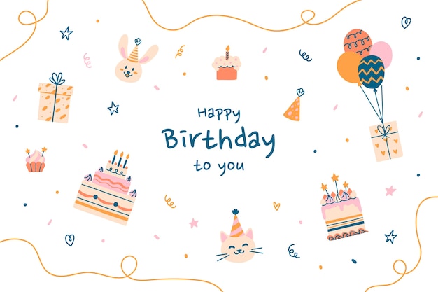 Free Vector flat design happy birthday background