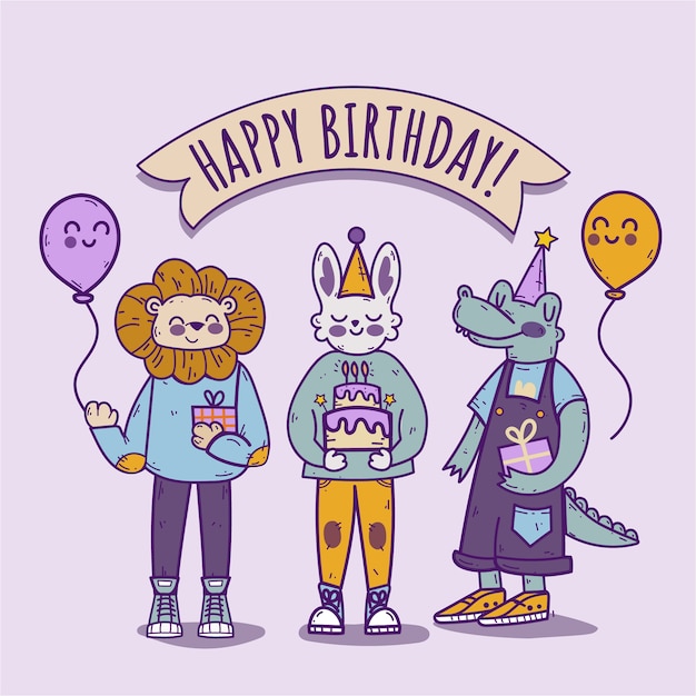 Free Vector flat design happy birthday illustration