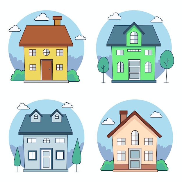 Free Vector flat design illustrations house pack