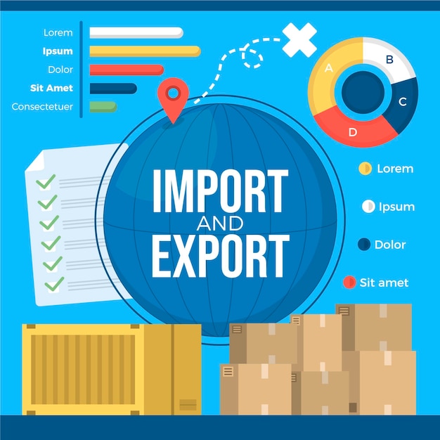 Free Vector flat design import and export infographic template