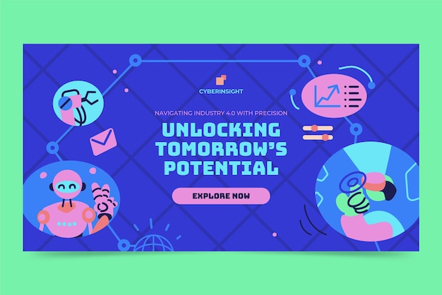 Free Vector flat design industry 4.0 banner