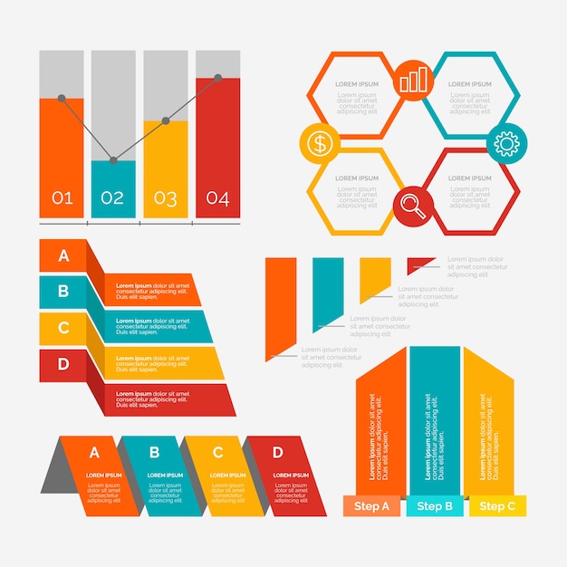 Free Vector flat design infographic elements template collection