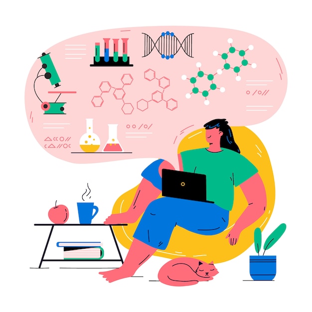 Free Vector flat design learn from home illustration