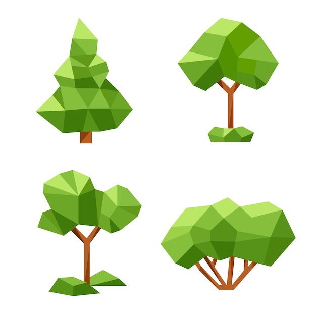 Free Vector flat design low poly nature elements