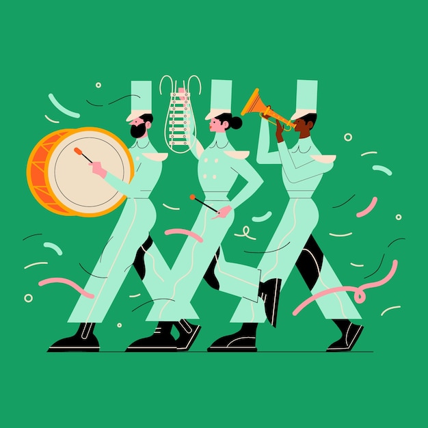 Free Vector flat design marching band illustration