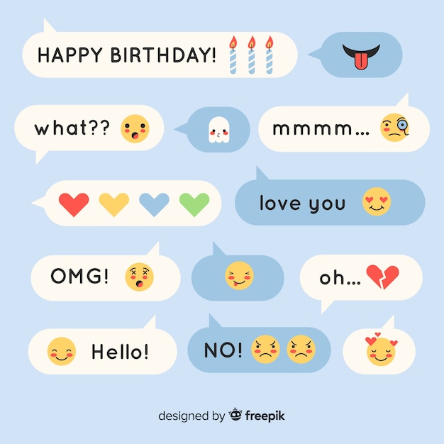 Free Vector flat design messages constisting of expressions with emojis