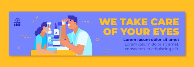 Free Vector flat design minimal ophthalmologist twitch banner