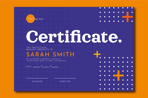 Free Vector flat design modern certificate template