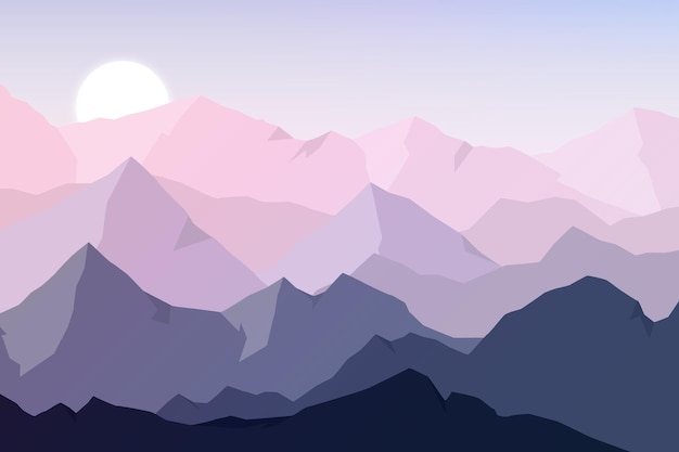 Free Vector flat design mountain landscape