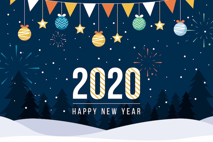 Free Vector flat design new year 2020 background