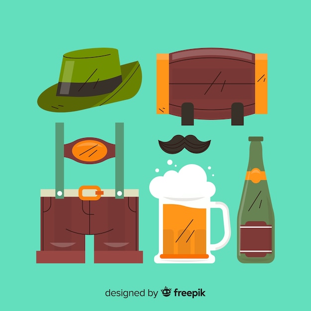 Free Vector flat design oktoberfest element collection