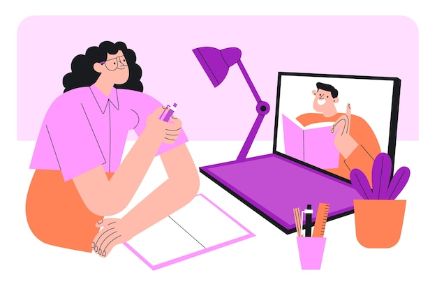 Free Vector flat design online tutor illustration