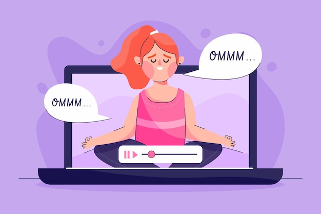 Free Vector flat design online yoga class concept