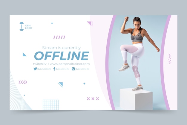 Free Vector flat design personal trainer twitch background