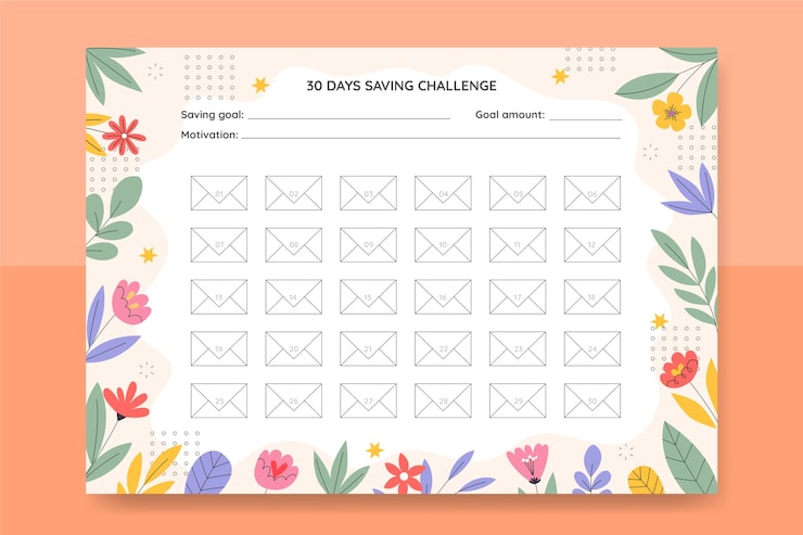 Free Vector flat design savings challenge list template