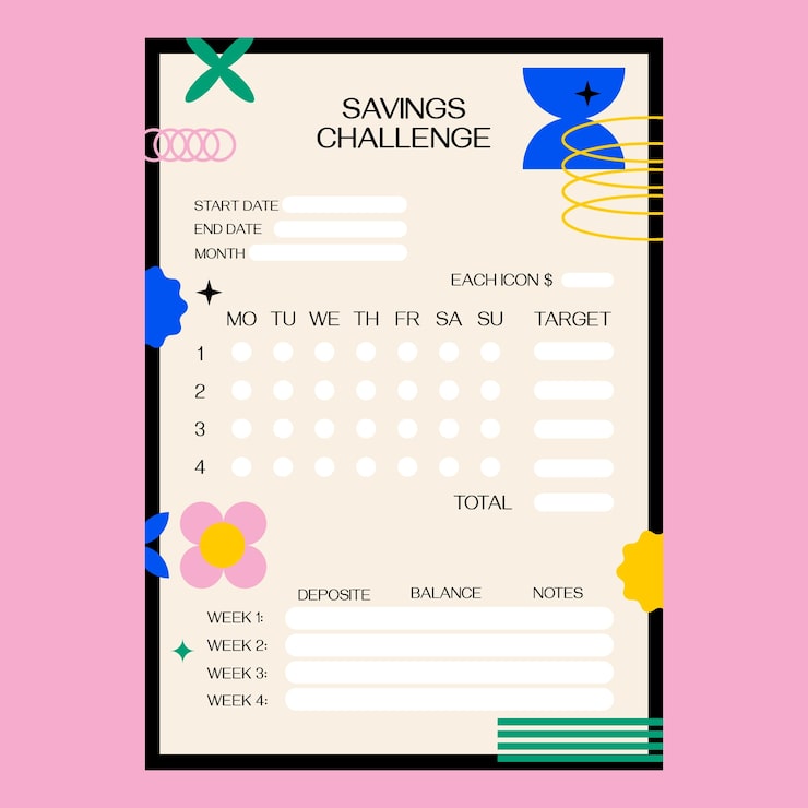 Free Vector flat design savings challenge template