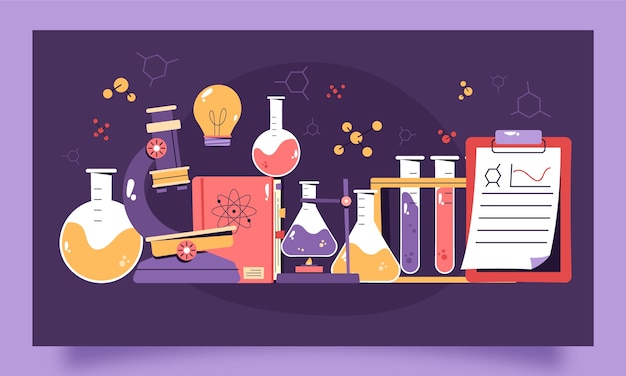 Free Vector flat design science research twitch background