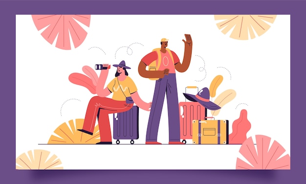 Free Vector flat design travel adventure twitch background