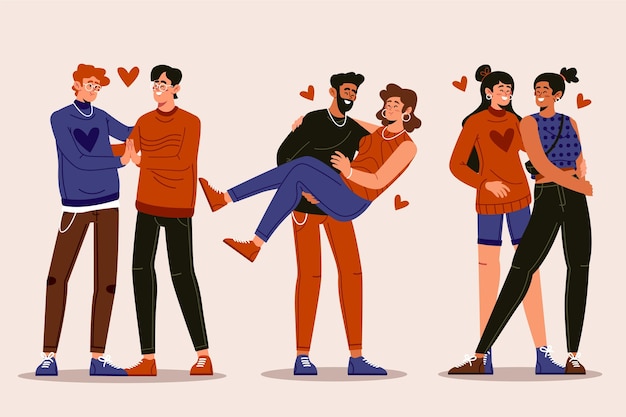 Free Vector flat design valentine's day couple collection
