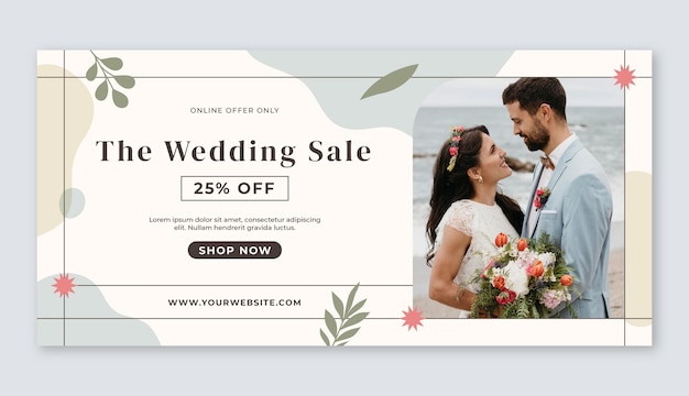 Free Vector flat design wedding template