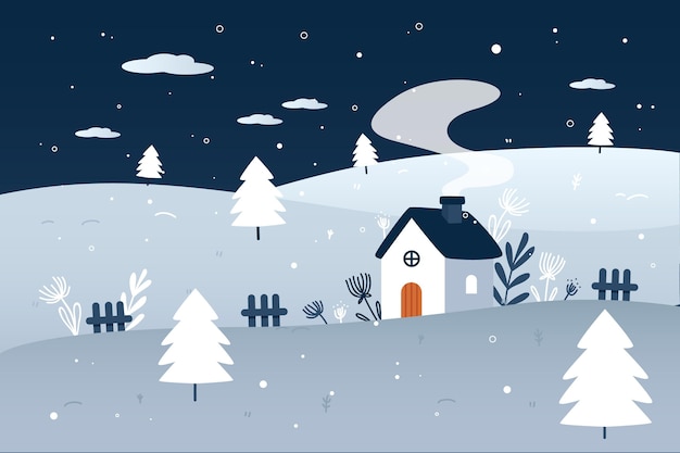Free Vector flat design winter landscape
