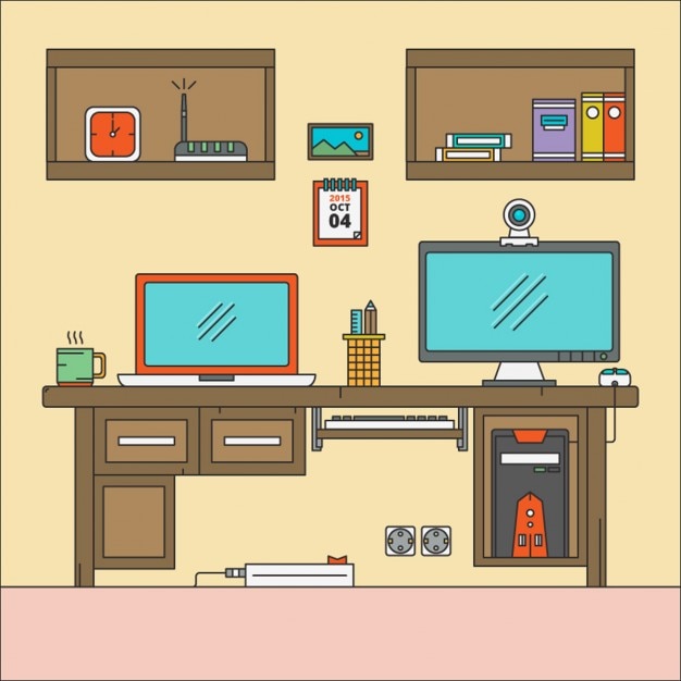 Free Vector flat desktop workspace