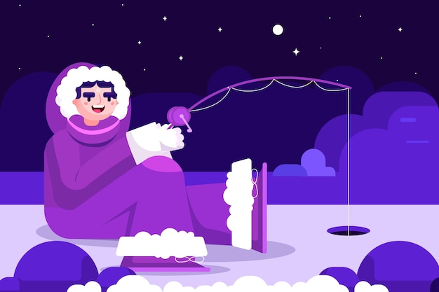 Free Vector flat eskimo winter illustration