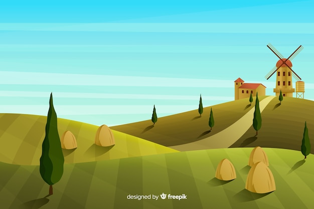 Free Vector flat farm landscape