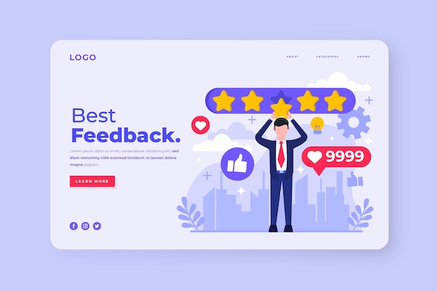 Free Vector flat feedback landing page template