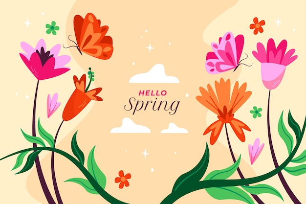 Free Vector flat floral spring background