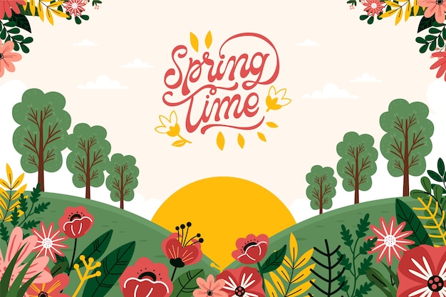 Free Vector flat floral spring background