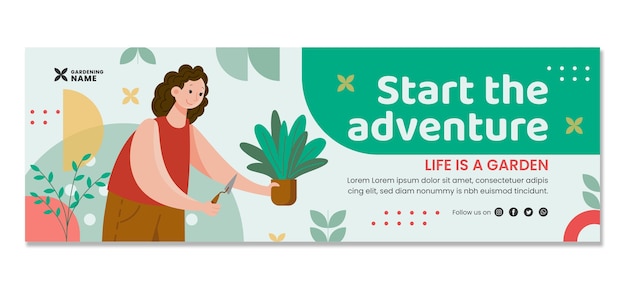 Free Vector flat gardening twitter header