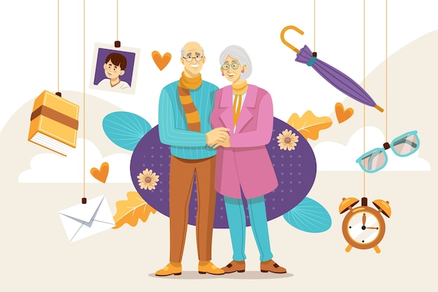 Free Vector flat grandparents day background with older couple