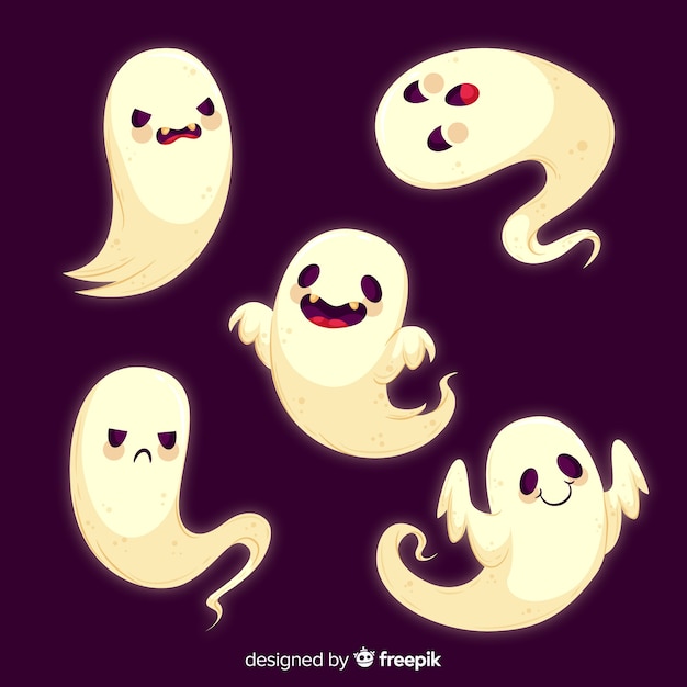 Free Vector flat halloween ghost collection