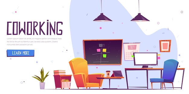 Free Vector flat-hand drawn coworking landing page