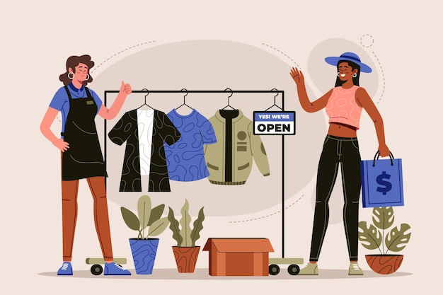 Free Vector flat-hand drawn flea market concept