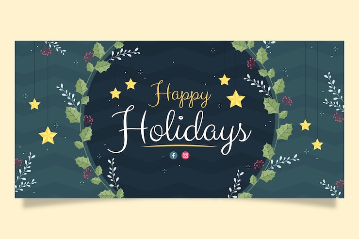 Free Vector flat happy holidays christmas banner