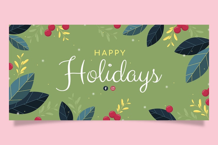 Free Vector flat happy holidays christmas banner