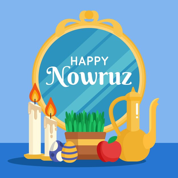 Free Vector flat happy nowruz illustration