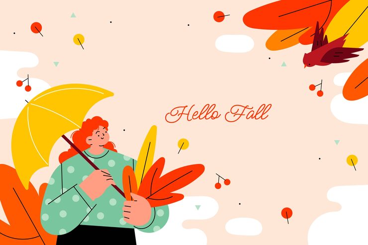Free Vector flat hello fall background for autumn celebration