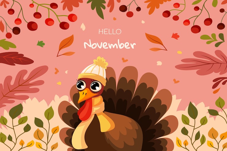 Free Vector flat hello november background for autumn