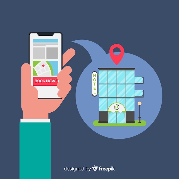 Free Vector flat hotel booking application background